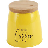 Lata Coffee Porta Condimentos 800ml Pote para Café em Aço e Bambu Sunshine Mostarda